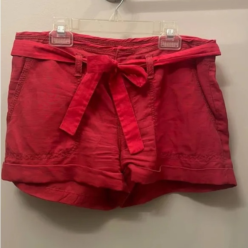LOFT linen blend red shorts
